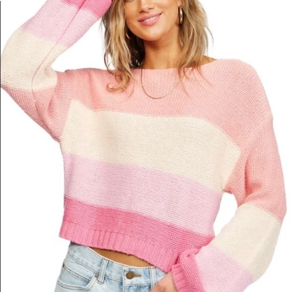 Billabong Sweaters - Billabong pink and white stripped sweater